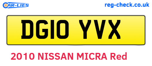 DG10YVX are the vehicle registration plates.