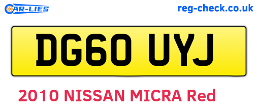 DG60UYJ are the vehicle registration plates.