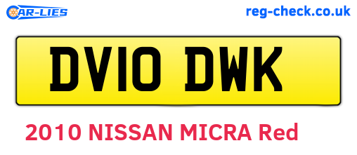 DV10DWK are the vehicle registration plates.