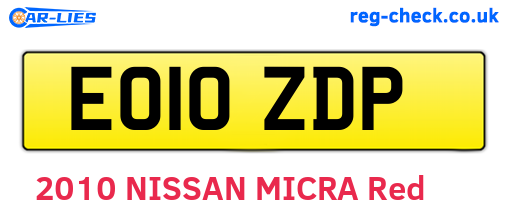 EO10ZDP are the vehicle registration plates.