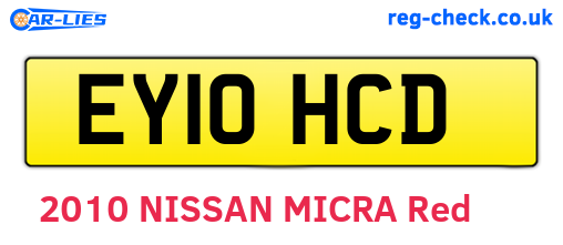 EY10HCD are the vehicle registration plates.
