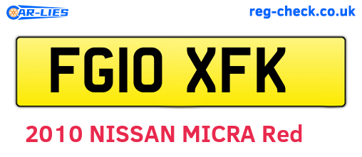 FG10XFK are the vehicle registration plates.