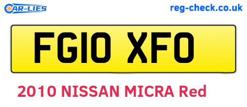 FG10XFO are the vehicle registration plates.