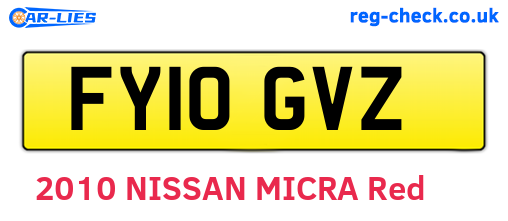 FY10GVZ are the vehicle registration plates.