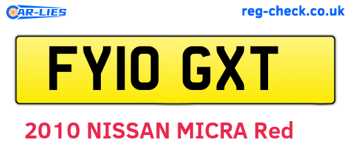 FY10GXT are the vehicle registration plates.
