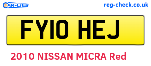 FY10HEJ are the vehicle registration plates.