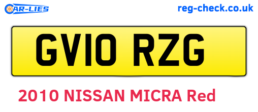 GV10RZG are the vehicle registration plates.