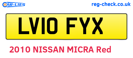 LV10FYX are the vehicle registration plates.