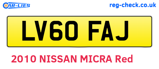 LV60FAJ are the vehicle registration plates.