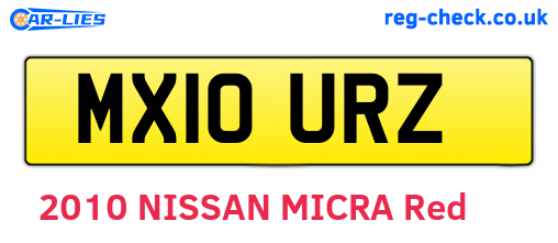 MX10URZ are the vehicle registration plates.