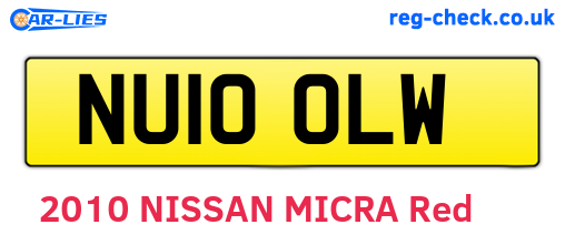 NU10OLW are the vehicle registration plates.