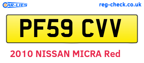 PF59CVV are the vehicle registration plates.
