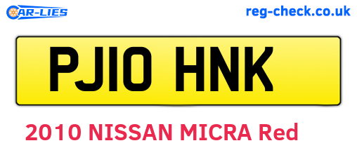 PJ10HNK are the vehicle registration plates.