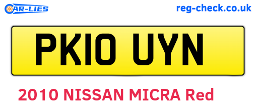 PK10UYN are the vehicle registration plates.
