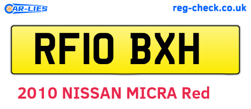 RF10BXH are the vehicle registration plates.