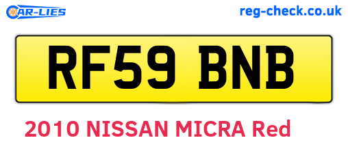 RF59BNB are the vehicle registration plates.