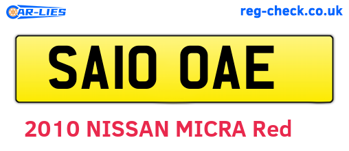 SA10OAE are the vehicle registration plates.