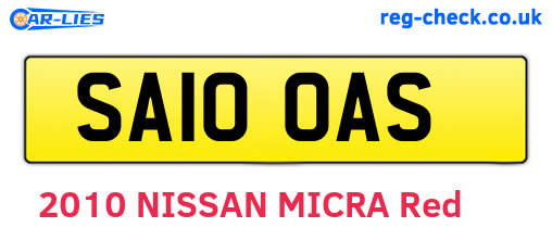 SA10OAS are the vehicle registration plates.
