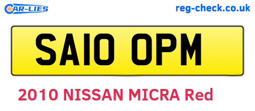 SA10OPM are the vehicle registration plates.