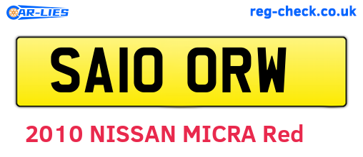 SA10ORW are the vehicle registration plates.