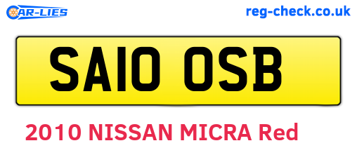 SA10OSB are the vehicle registration plates.