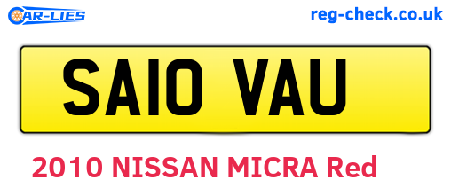 SA10VAU are the vehicle registration plates.