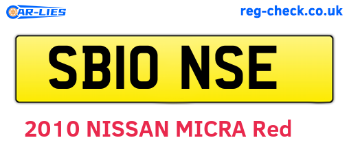 SB10NSE are the vehicle registration plates.