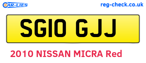 SG10GJJ are the vehicle registration plates.
