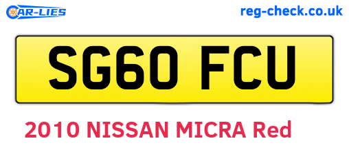 SG60FCU are the vehicle registration plates.