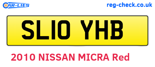 SL10YHB are the vehicle registration plates.