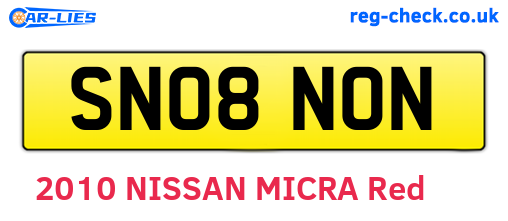SN08NON are the vehicle registration plates.