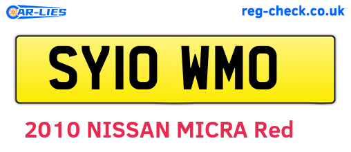SY10WMO are the vehicle registration plates.