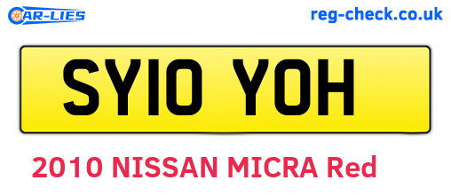 SY10YOH are the vehicle registration plates.
