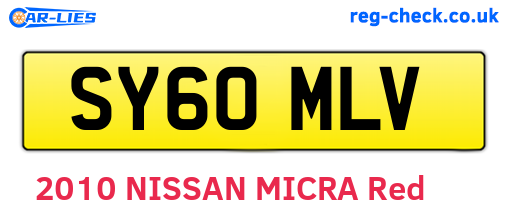 SY60MLV are the vehicle registration plates.