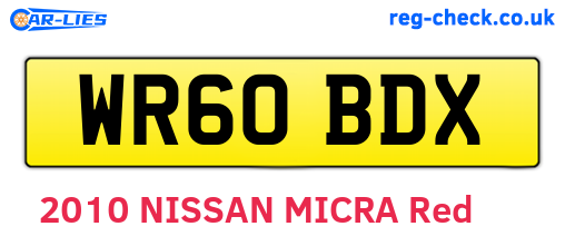 WR60BDX are the vehicle registration plates.
