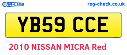 YB59CCE are the vehicle registration plates.