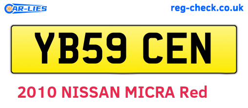YB59CEN are the vehicle registration plates.