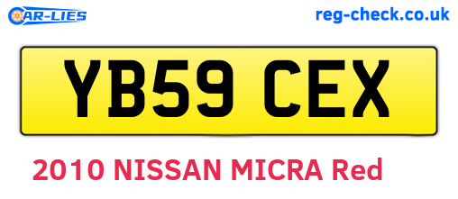 YB59CEX are the vehicle registration plates.