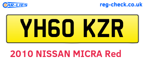 YH60KZR are the vehicle registration plates.