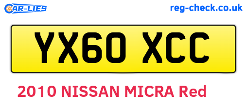 YX60XCC are the vehicle registration plates.