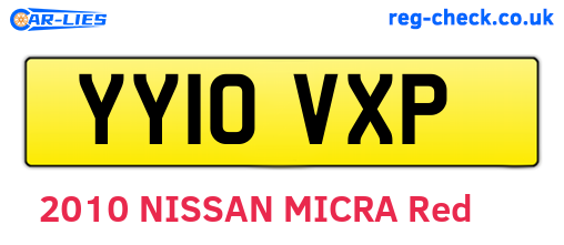 YY10VXP are the vehicle registration plates.