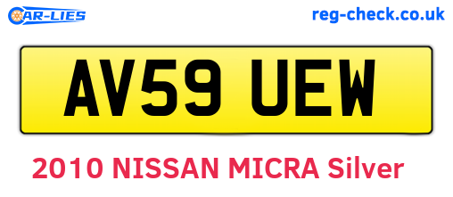 AV59UEW are the vehicle registration plates.