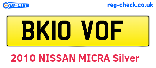 BK10VOF are the vehicle registration plates.