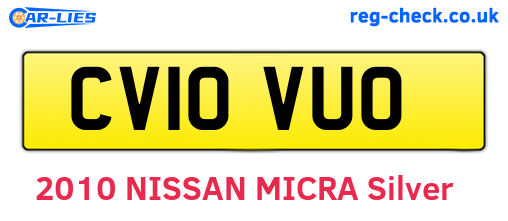 CV10VUO are the vehicle registration plates.