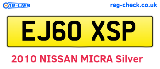 EJ60XSP are the vehicle registration plates.