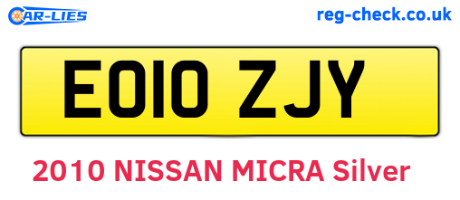 EO10ZJY are the vehicle registration plates.