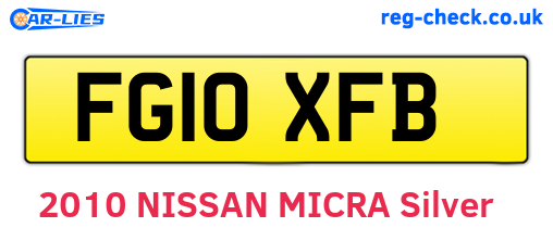FG10XFB are the vehicle registration plates.