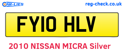 FY10HLV are the vehicle registration plates.