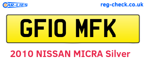 GF10MFK are the vehicle registration plates.