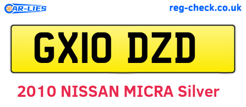 GX10DZD are the vehicle registration plates.
